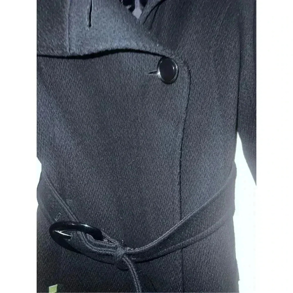 Soia & Kyo Sz M Wool Collar Belted Mid Length  Coat Monochrome Minimalist Emo - Picture 6 of 6